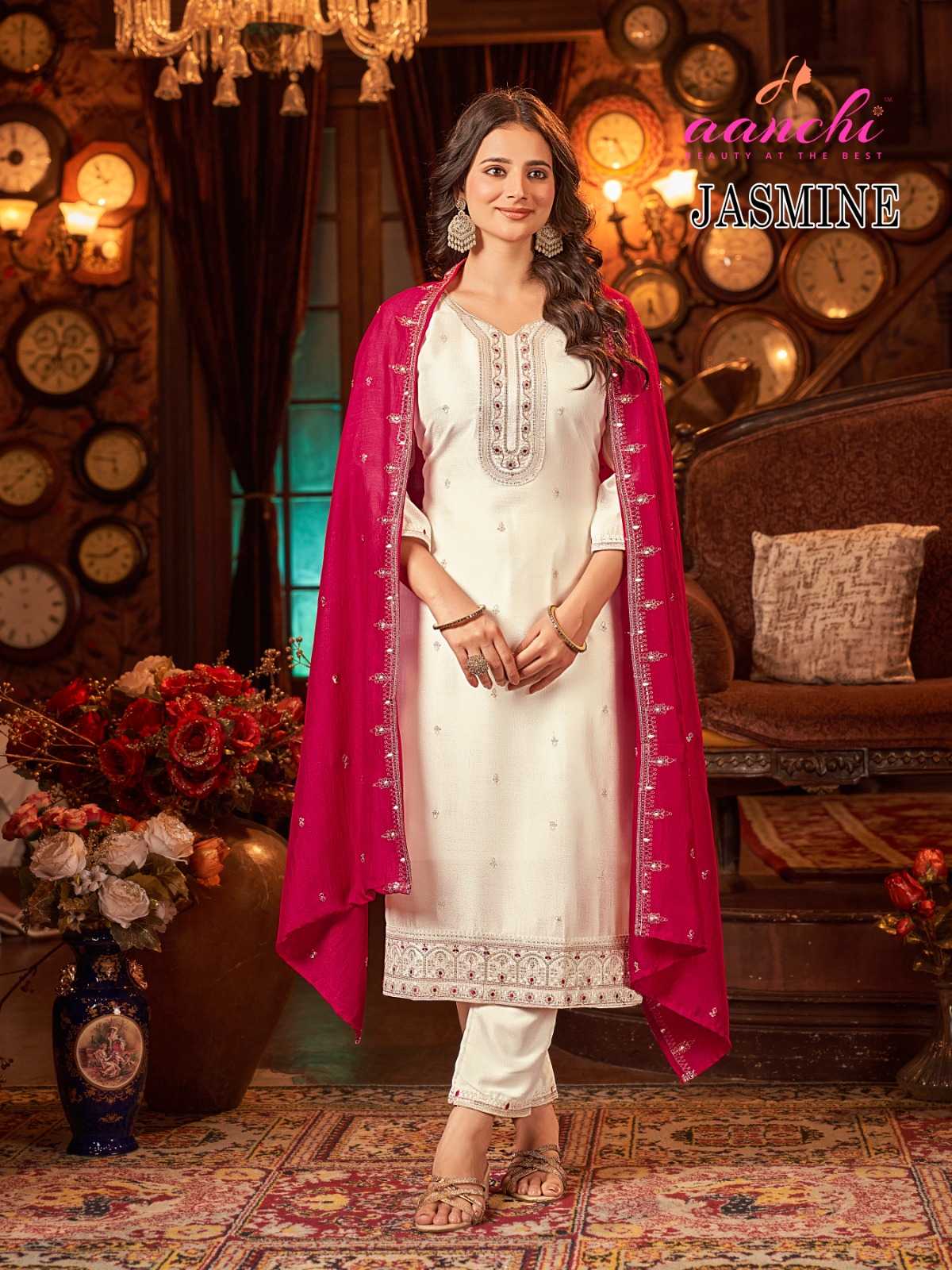 Ynf Vichitra Silk RIN190 AANCHI-JASMINE Setwise Collections Wholesale Dresses & Suits Catalogs Manufacturer