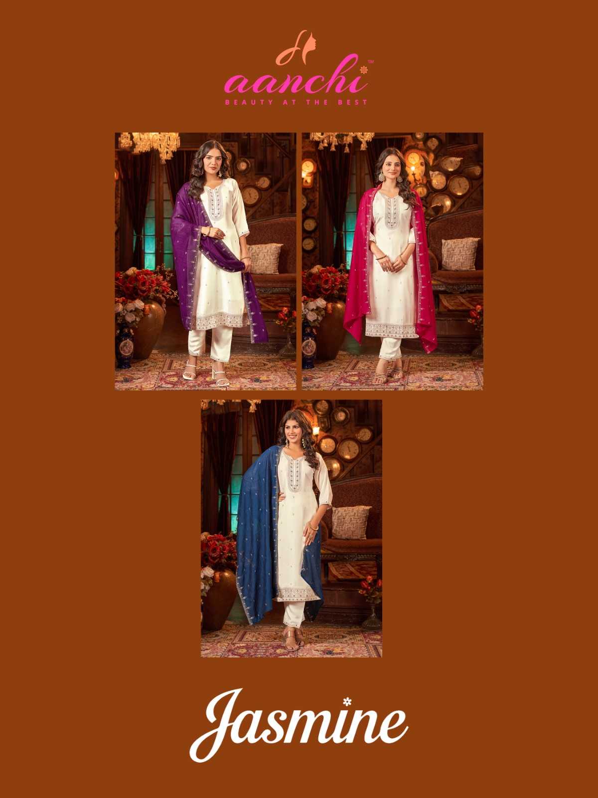 Ynf Vichitra Silk RIN190 AANCHI-JASMINE Setwise Collections Wholesale Dresses & Suits Catalogs Manufacturer