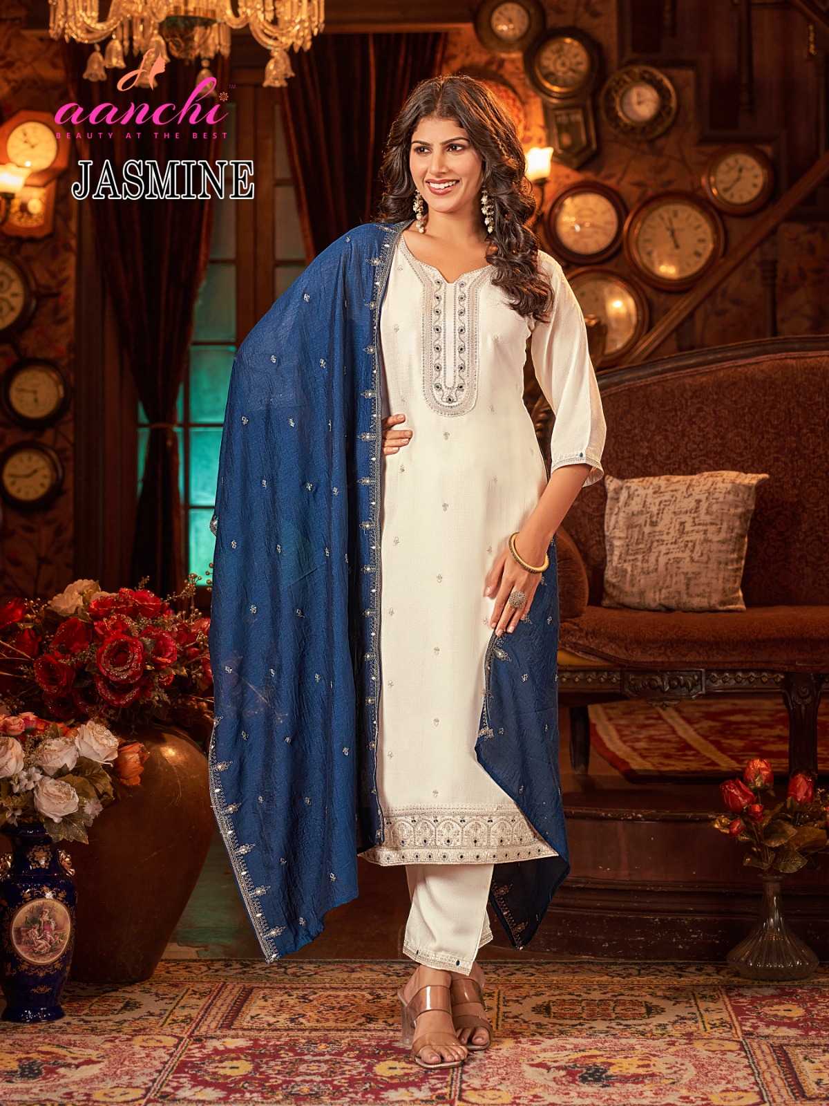 Ynf Vichitra Silk RIN190 AANCHI-JASMINE Setwise Collections Wholesale Dresses & Suits Catalogs Manufacturer