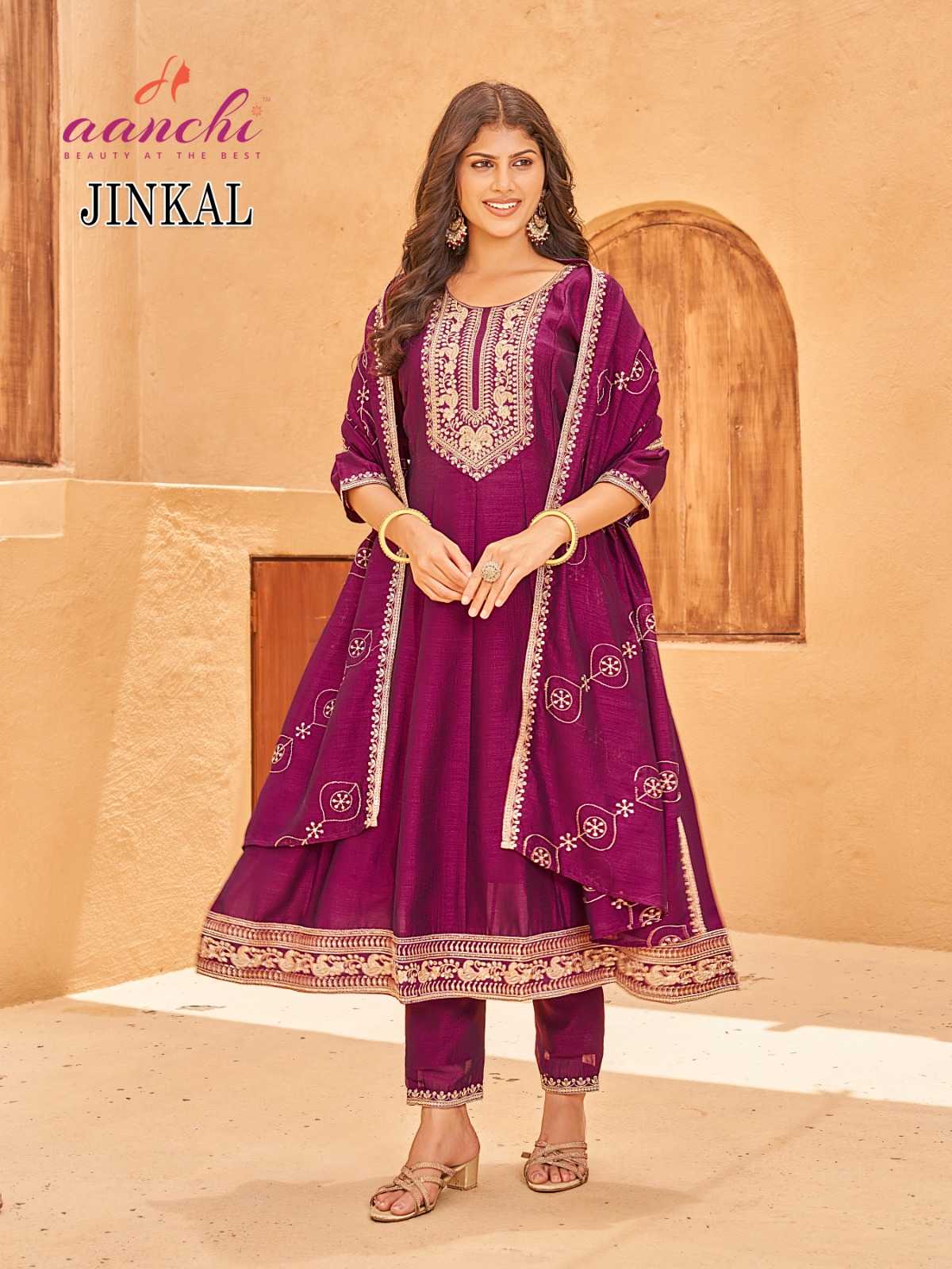 Ynf Vichitra Silk RIN190 AANCHI-JINKAL Setwise Collections Wholesale Gowns Catalogs Manufacturer