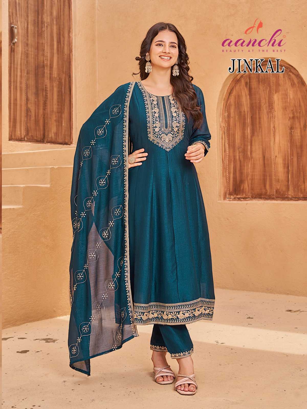 Ynf Vichitra Silk RIN190 AANCHI-JINKAL Setwise Collections Wholesale Gowns Catalogs Manufacturer