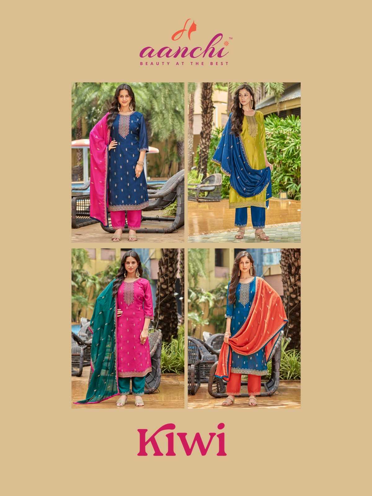 Ynf Vichitra Silk RIN190 AANCHI-KIWI Setwise Collections Wholesale Dresses & Suits Catalogs Manufacturer