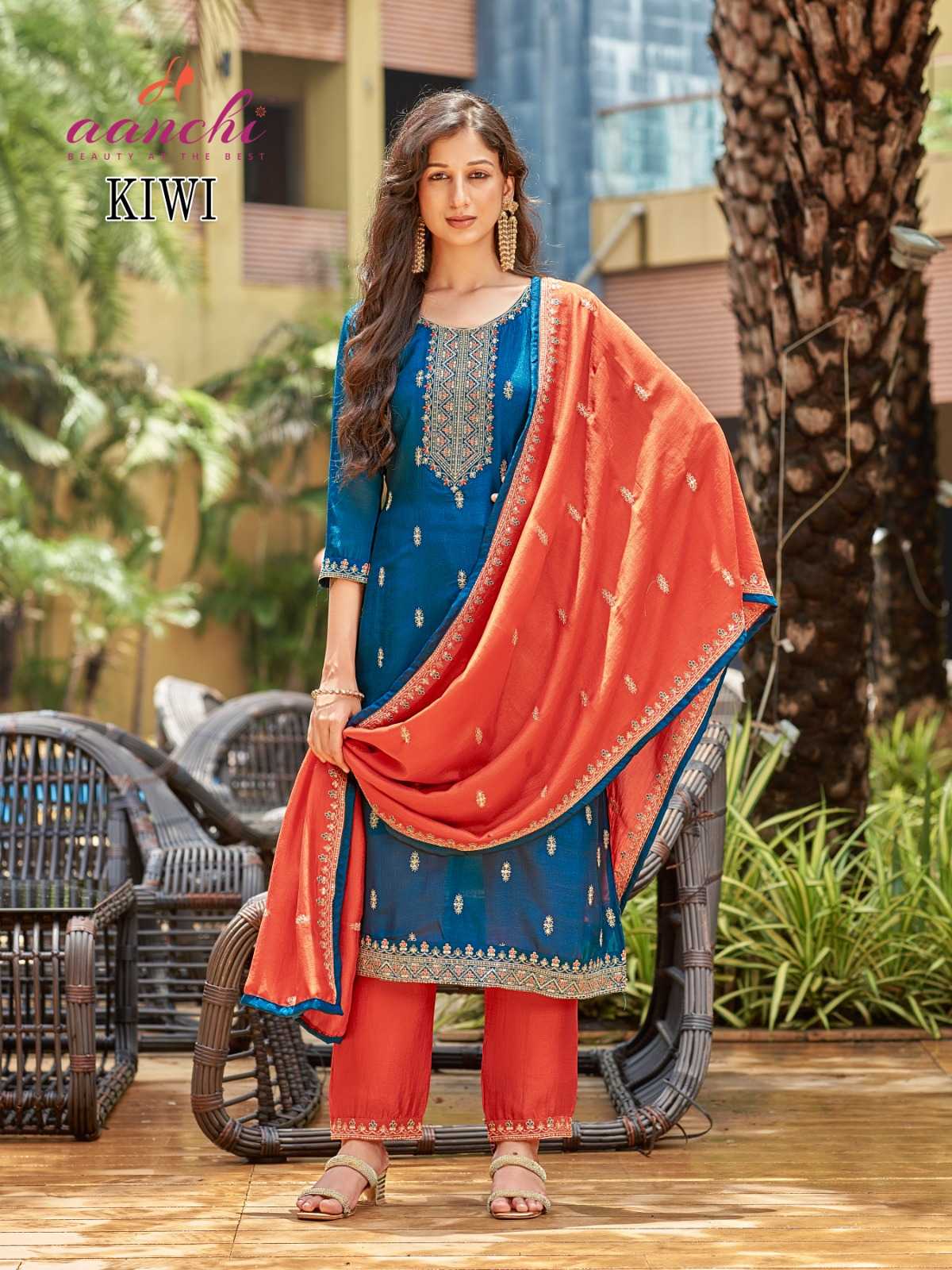 Ynf Vichitra Silk RIN190 AANCHI-KIWI Setwise Collections Wholesale Dresses & Suits Catalogs Manufacturer