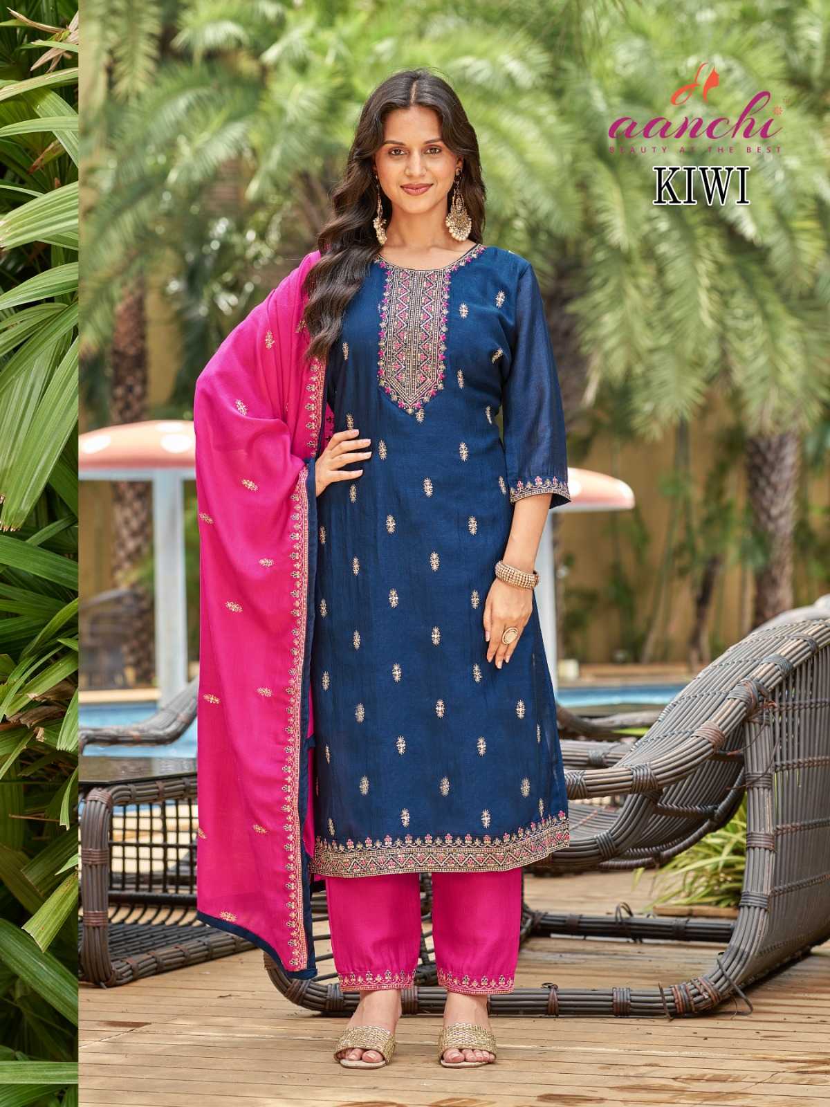 Ynf Vichitra Silk RIN190 AANCHI-KIWI Setwise Collections Wholesale Dresses & Suits Catalogs Manufacturer