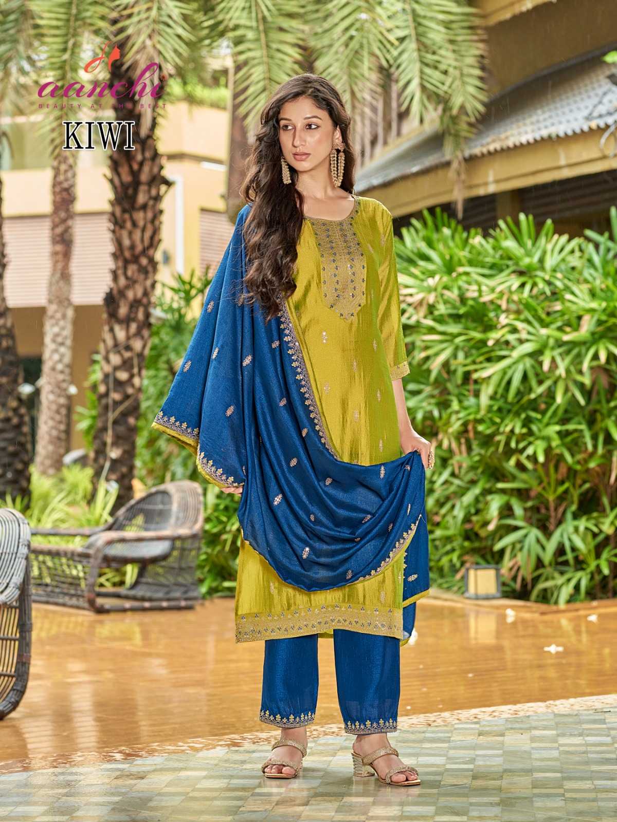 Ynf Vichitra Silk RIN190 AANCHI-KIWI Setwise Collections Wholesale Dresses & Suits Catalogs Manufacturer