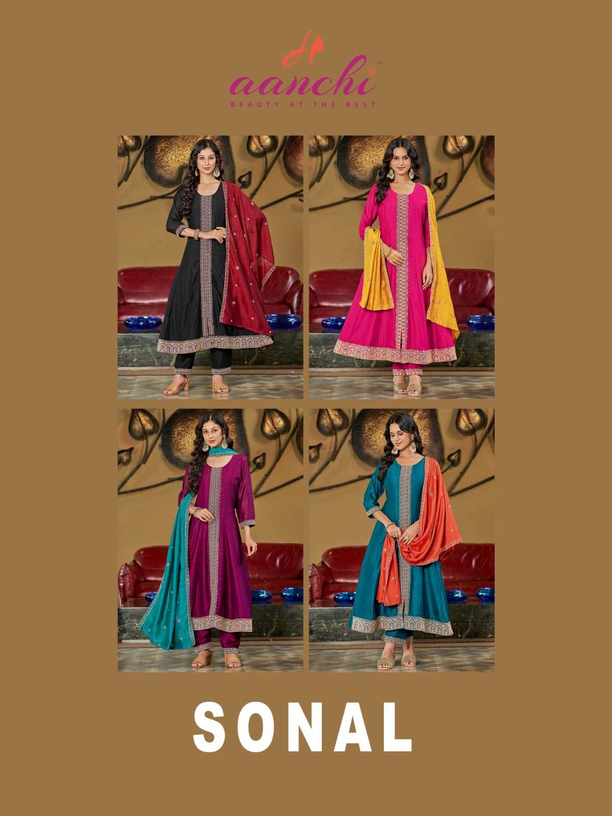 Ynf Vichitra Silk RIN190 AANCHI-SONAL Setwise Collections Wholesale Dresses & Suits Catalogs Manufacturer