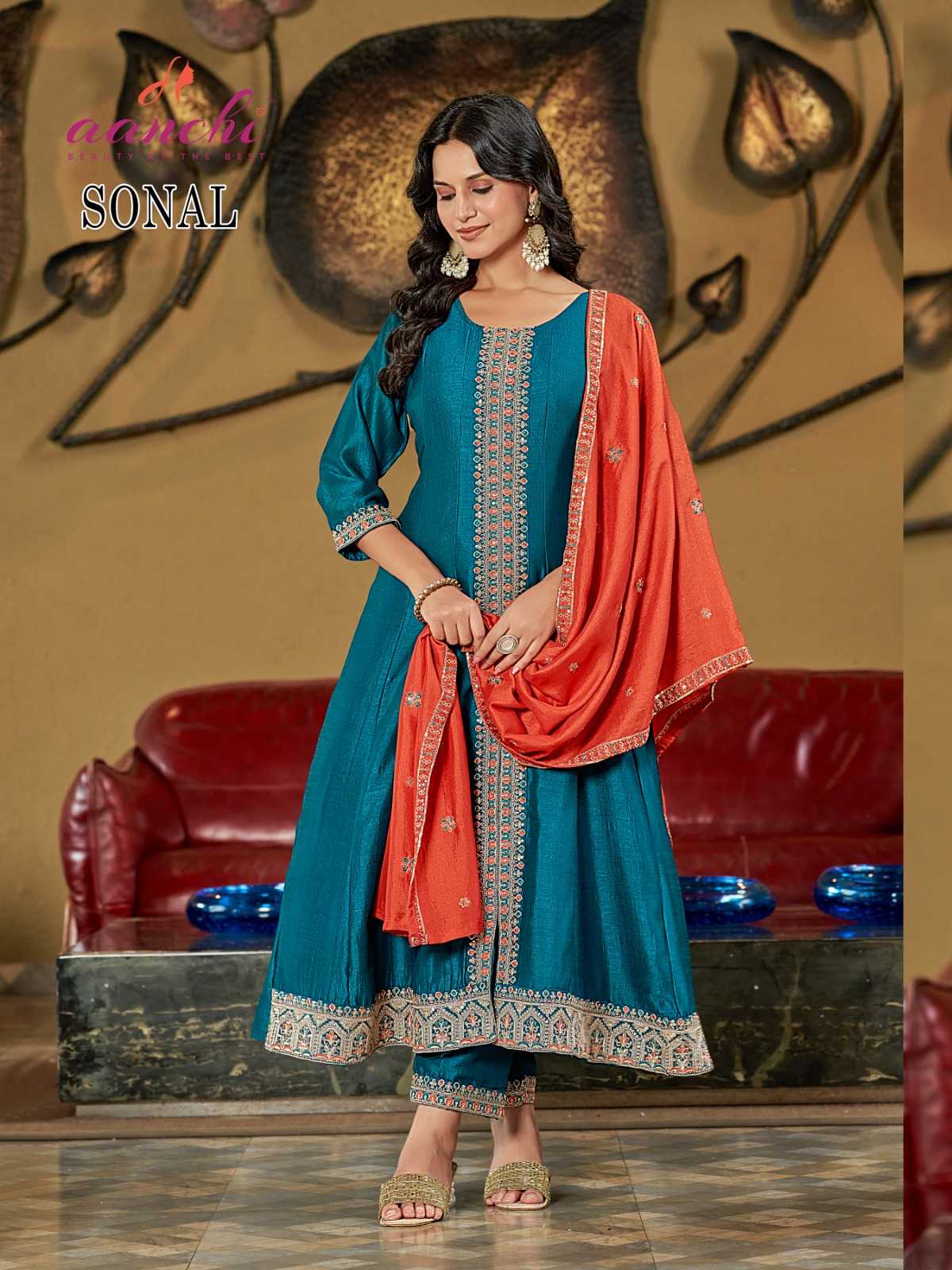 Ynf Vichitra Silk RIN190 AANCHI-SONAL Setwise Collections Wholesale Dresses & Suits Catalogs Manufacturer