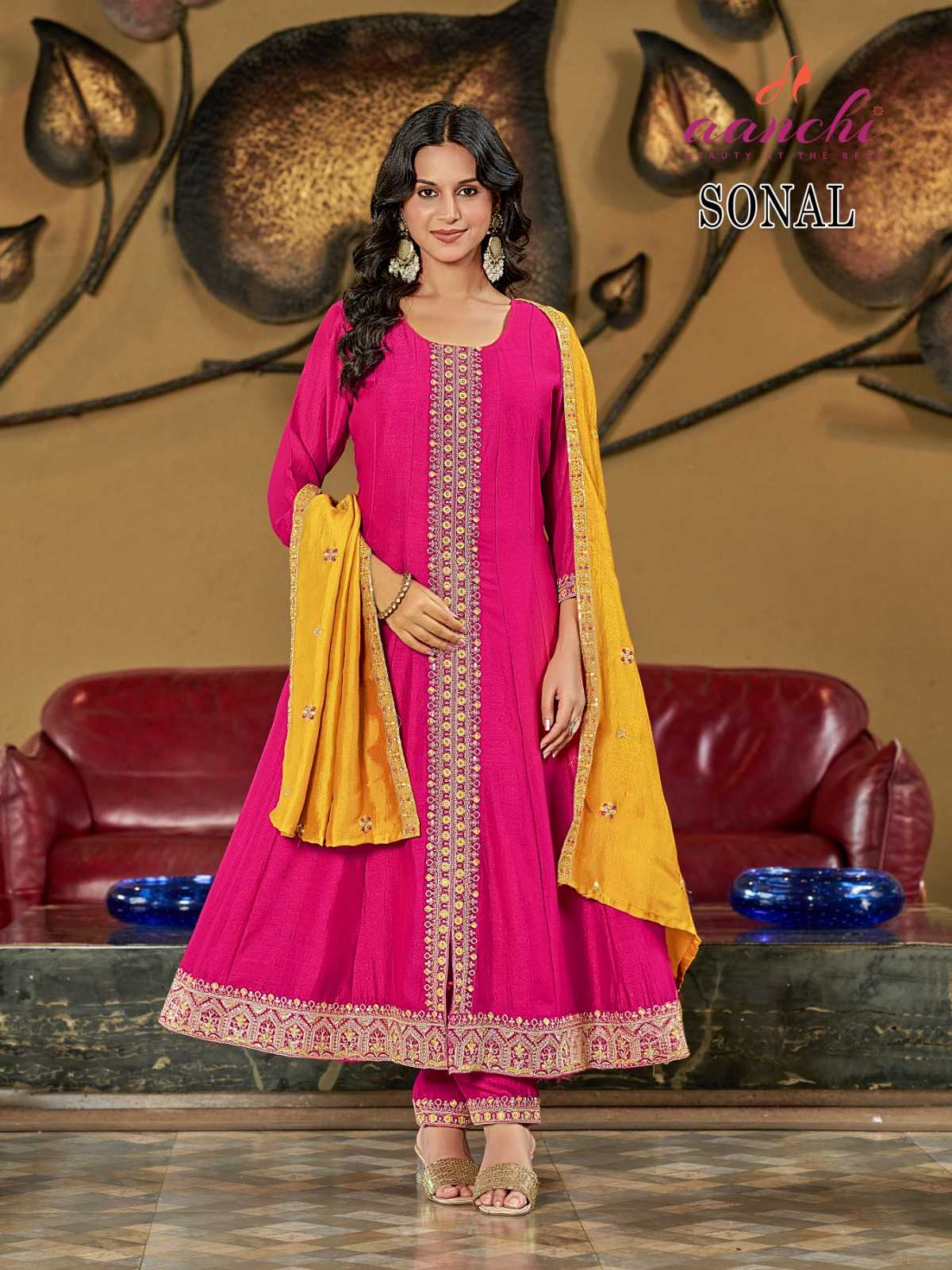 Ynf Vichitra Silk RIN190 AANCHI-SONAL Setwise Collections Wholesale Dresses & Suits Catalogs Manufacturer