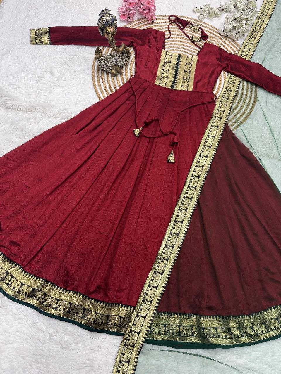 Ynf Vichitra Silk RIN217 328 Gowns Wholesale Fancy Gowns Embroidery Gowns Party Gowns Manufacturer