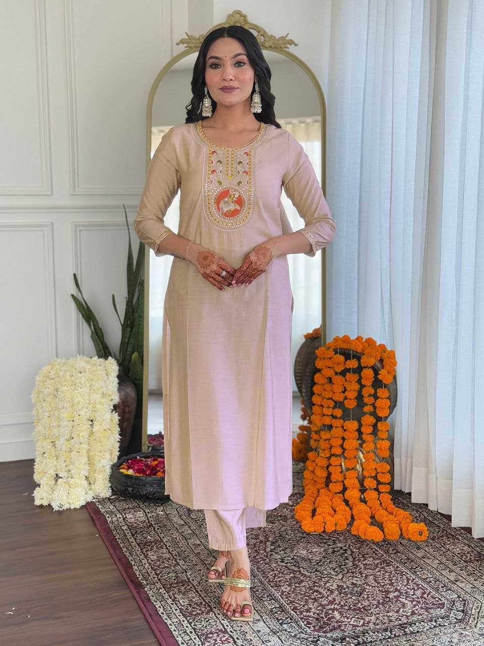 Ynf Viscose Chanderi KESH529 642 Suits & Dresses Wedding Collections Festive Collections Wholesale Embroidery Suits Chanderi Suit Wedding guest dresses Manufacturer