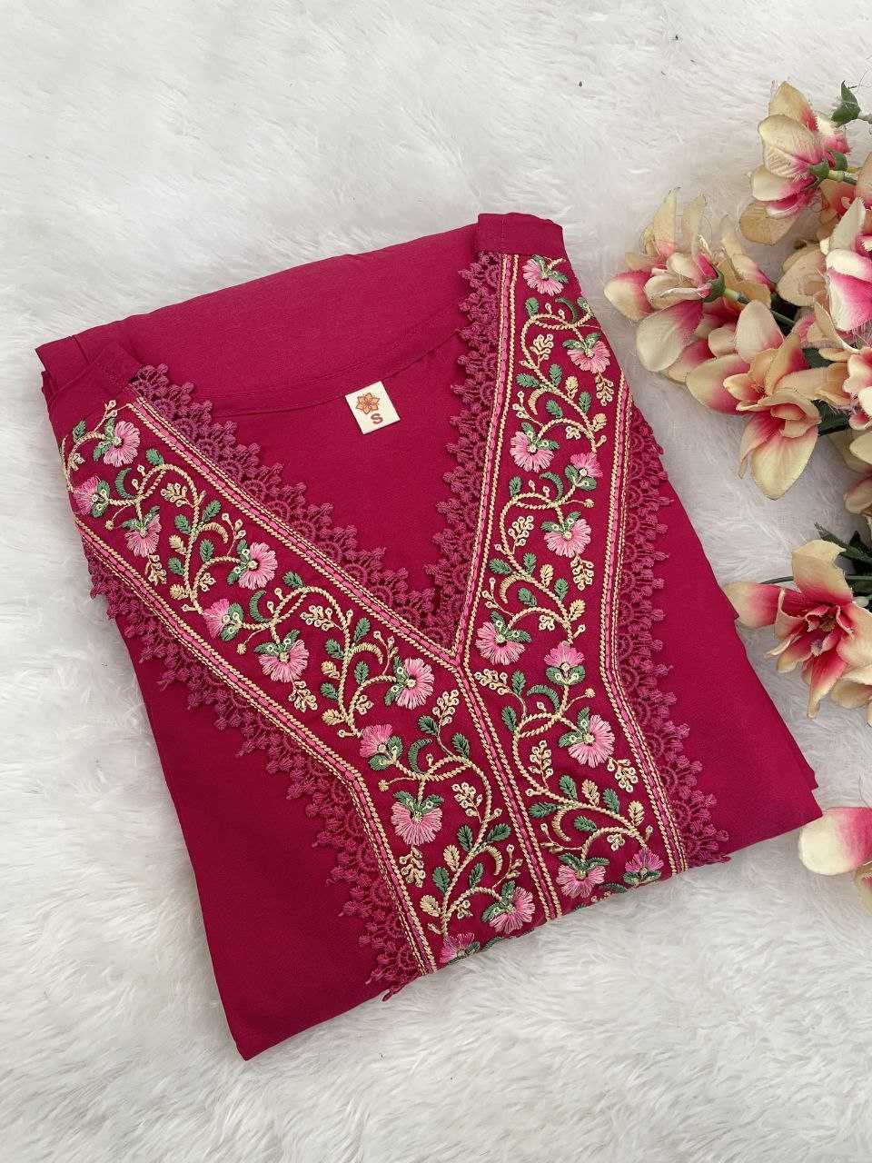 Ynf Viscose Chanderi KESH529 642 Suits & Dresses Wedding Collections Festive Collections Wholesale Embroidery Suits Chanderi Suit Wedding guest dresses Manufacturer