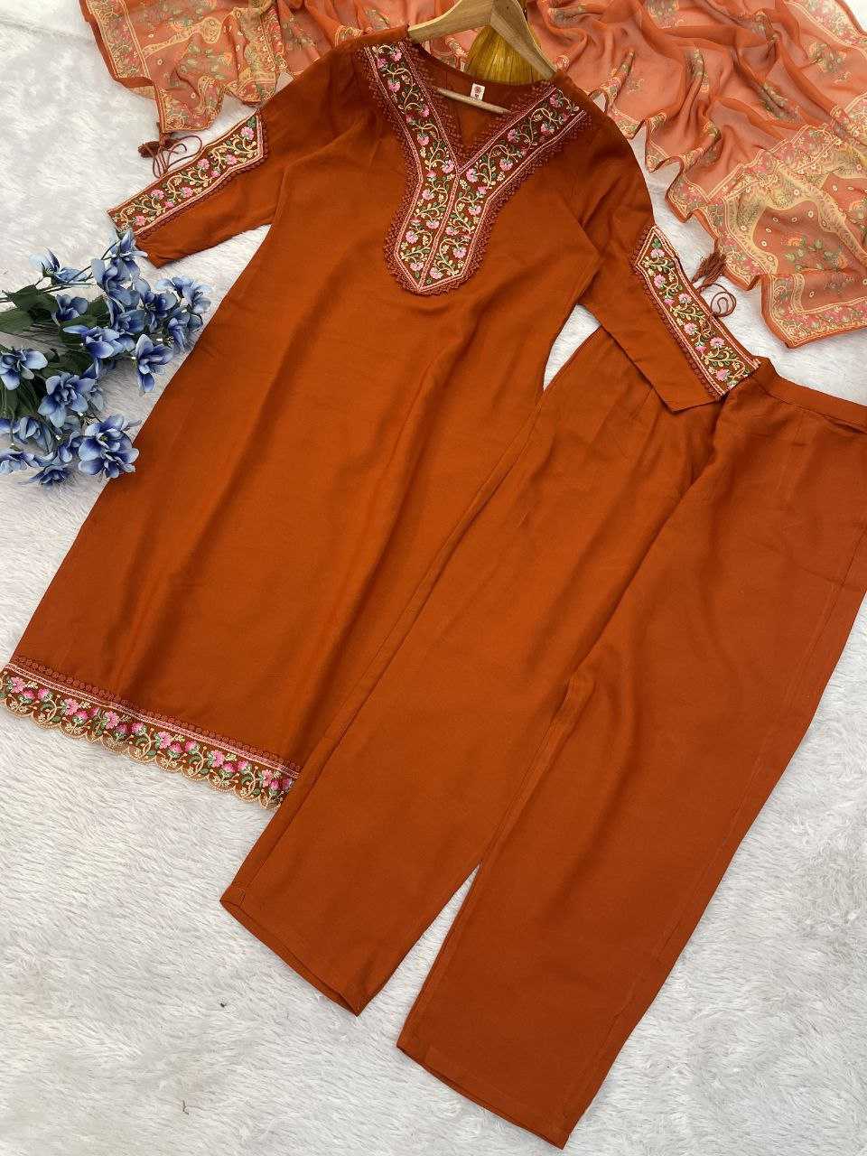 Ynf Viscose Chanderi KESH529 642 Suits & Dresses Wedding Collections Festive Collections Wholesale Embroidery Suits Chanderi Suit Wedding guest dresses Manufacturer