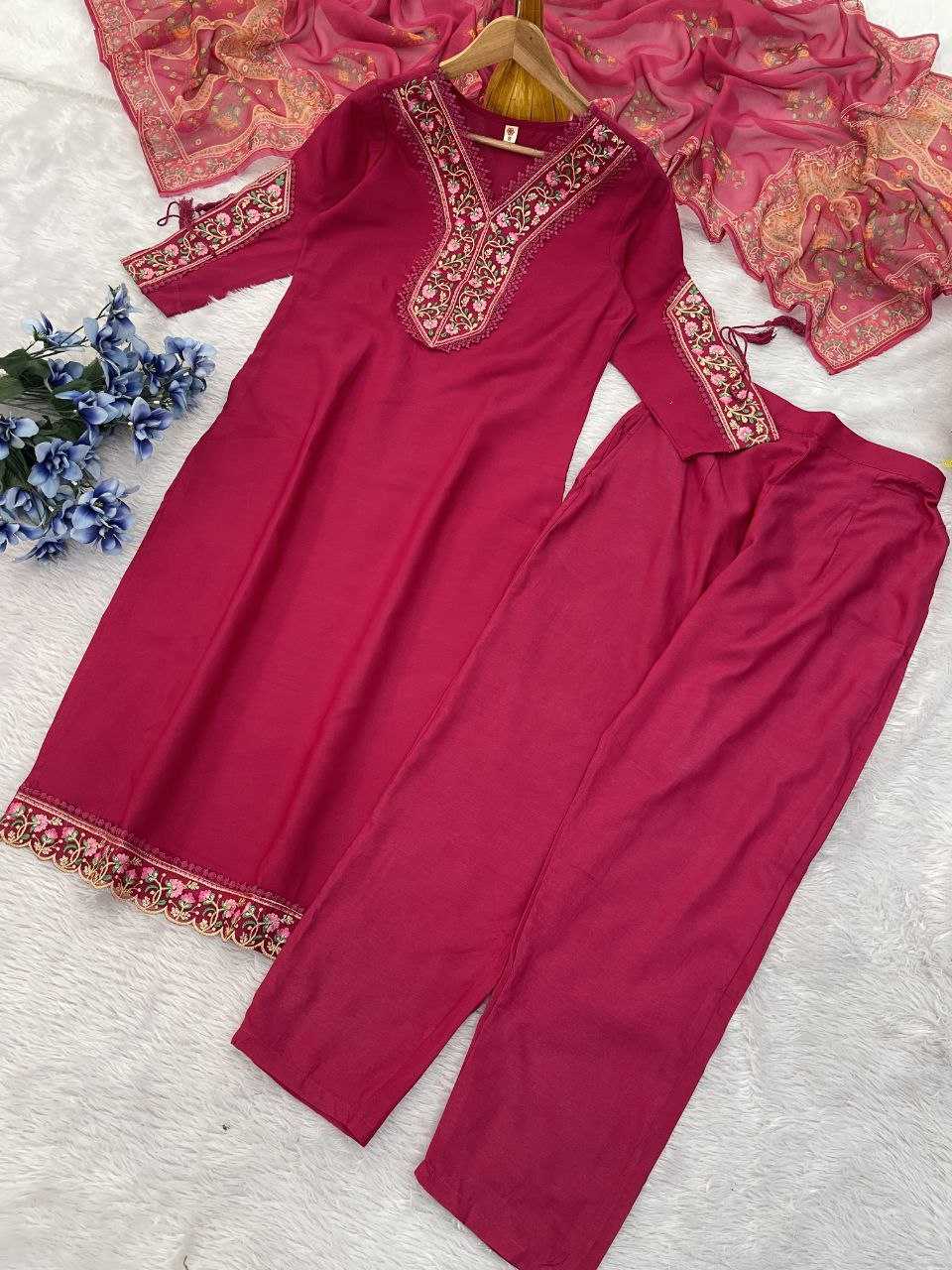 Ynf Viscose Chanderi KESH529 642 Suits & Dresses Wedding Collections Festive Collections Wholesale Embroidery Suits Chanderi Suit Wedding guest dresses Manufacturer