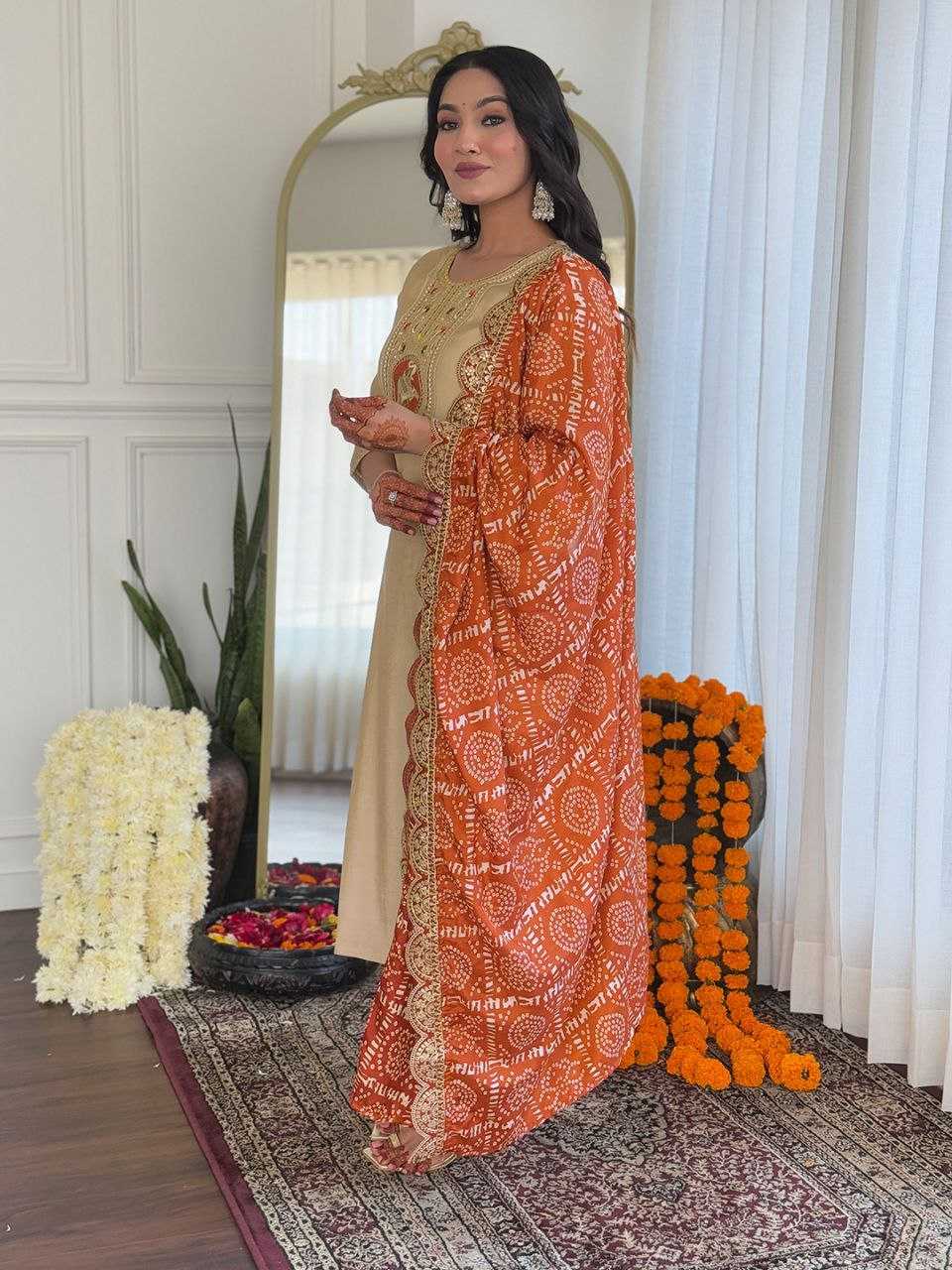 Ynf Viscose Chanderi KESH529 642 Suits & Dresses Wedding Collections Festive Collections Wholesale Embroidery Suits Chanderi Suit Wedding guest dresses Manufacturer