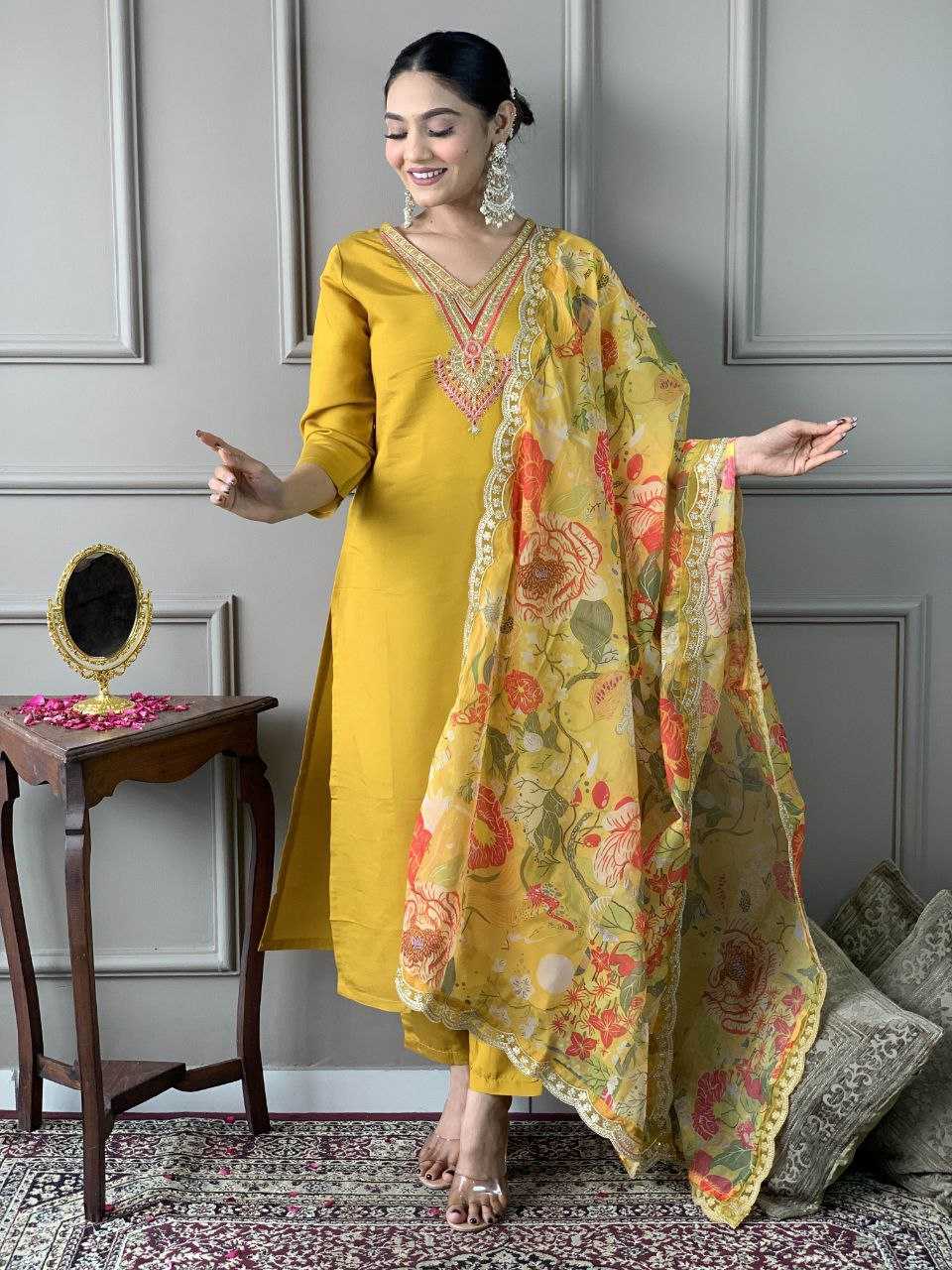 Ynf Viscose Chanderi KESH529 ANUSHREE Suits & Dresses Wedding Collections Festive Collections Wholesale Embroidery Suits Chanderi Suit Casual Dresses Manufacturer