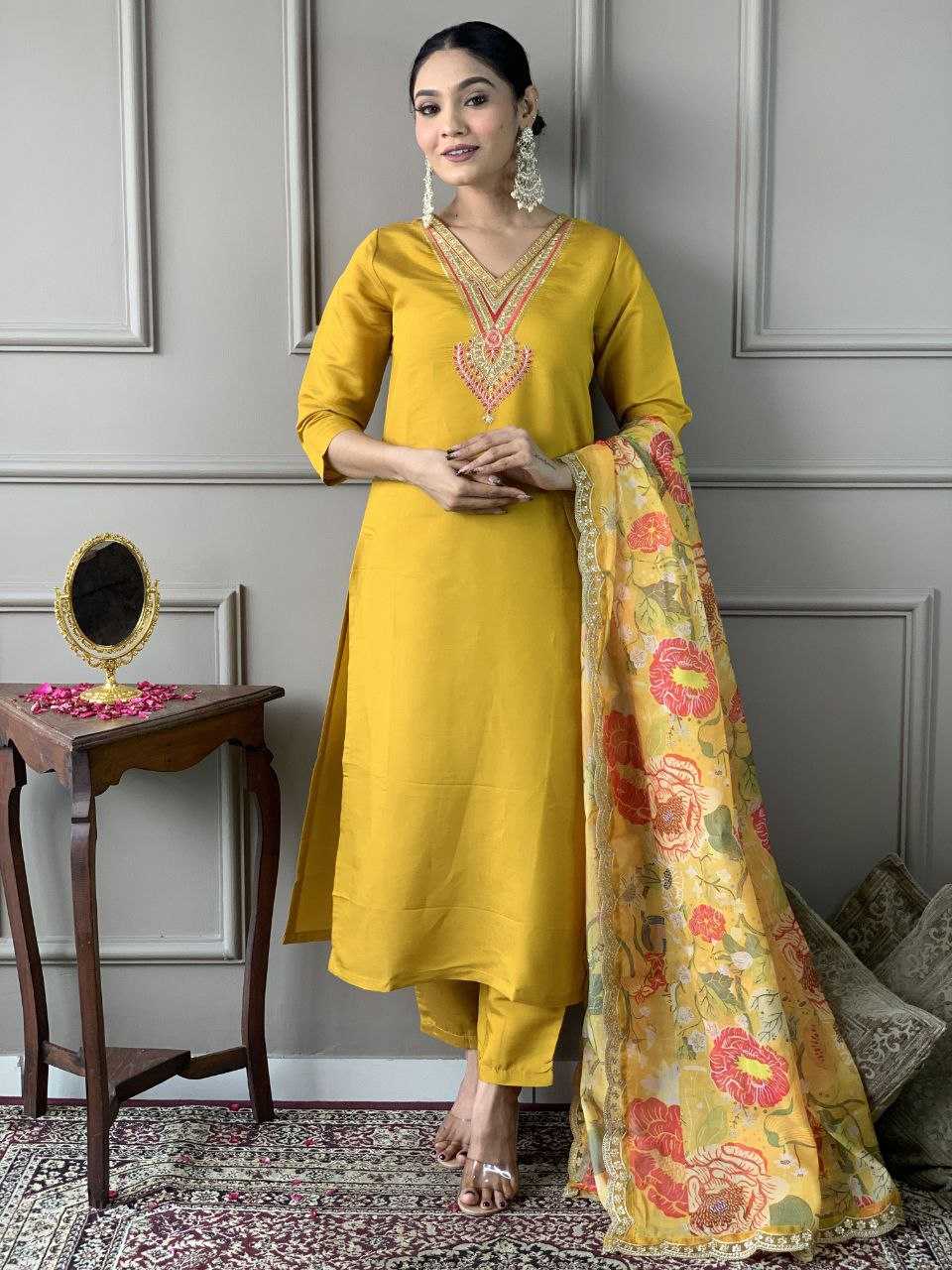 Ynf Viscose Chanderi KESH529 ANUSHREE Suits & Dresses Wedding Collections Festive Collections Wholesale Embroidery Suits Chanderi Suit Casual Dresses Manufacturer