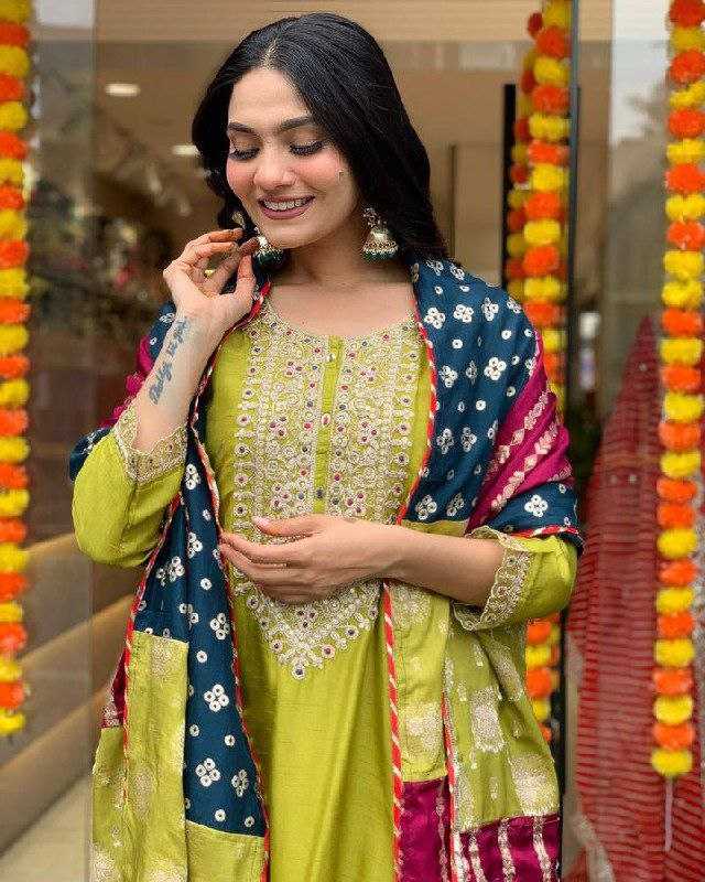 Ynf Viscose Chanderi KESH529 KRITI Suits & Dresses Wedding Collections Festive Collections Wholesale Embroidery Suits Party wear suits Chanderi Suit Manufacturer