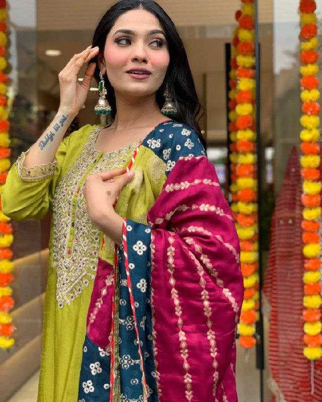 Ynf Viscose Chanderi KESH529 KRITI Suits & Dresses Wedding Collections Festive Collections Wholesale Embroidery Suits Party wear suits Chanderi Suit Manufacturer