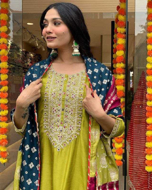 Ynf Viscose Chanderi KESH529 KRITI Suits & Dresses Wedding Collections Festive Collections Wholesale Embroidery Suits Party wear suits Chanderi Suit Manufacturer