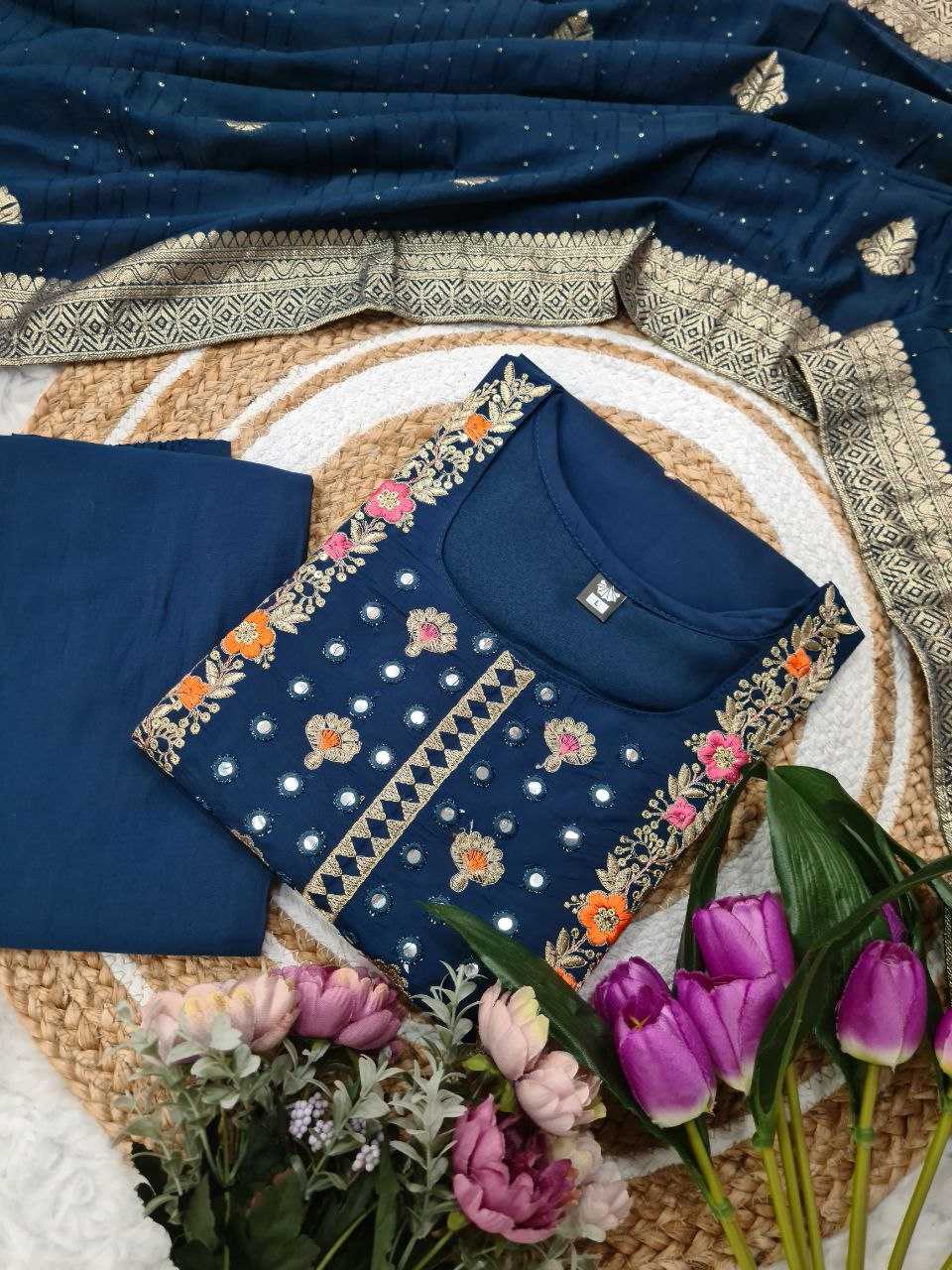 Ynf Viscose Chanderi KESH529 PURVI Suits & Dresses Wedding Collections Festive Collections Wholesale Embroidery Suits Party wear suits Chanderi Suit Manufacturer