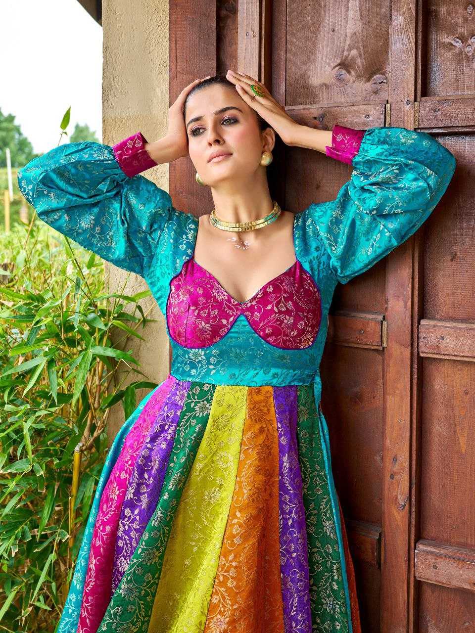 Ynf Viscose KESH505 158 Gowns Wholesale Printed Gowns Fancy Gowns Anarkali Gown Long Gowns Manufacturer