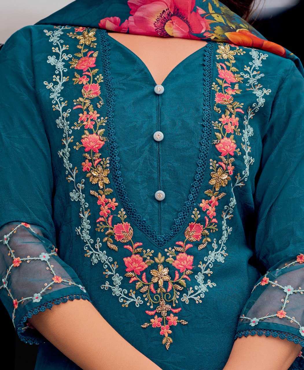 Ynf Viscose KESH507 Teal Blue Suits & Dresses Wedding Collections Festive Collections Wholesale Ladies Silk Suit Embroidered Suits Casual Dresses Manufacturer