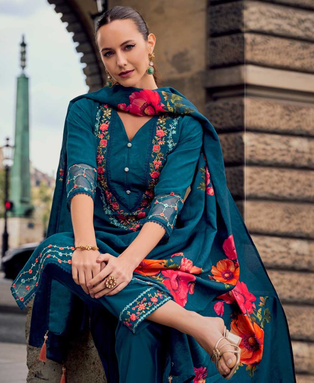 Ynf Viscose KESH507 Teal Blue Suits & Dresses Wedding Collections Festive Collections Wholesale Ladies Silk Suit Embroidered Suits Casual Dresses Manufacturer