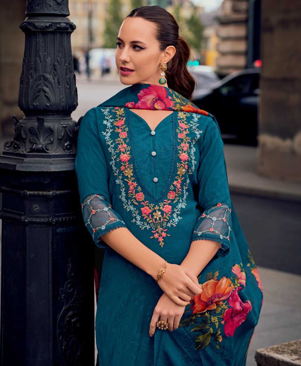 Ynf Viscose KESH507 Teal Blue Suits & Dresses Wedding Collections Festive Collections Wholesale Ladies Silk Suit Embroidered Suits Casual Dresses Manufacturer
