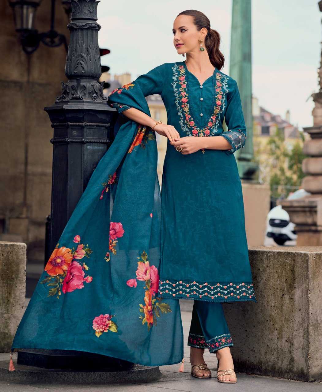 Ynf Viscose KESH507 Teal Blue Suits & Dresses Wedding Collections Festive Collections Wholesale Ladies Silk Suit Embroidered Suits Casual Dresses Manufacturer