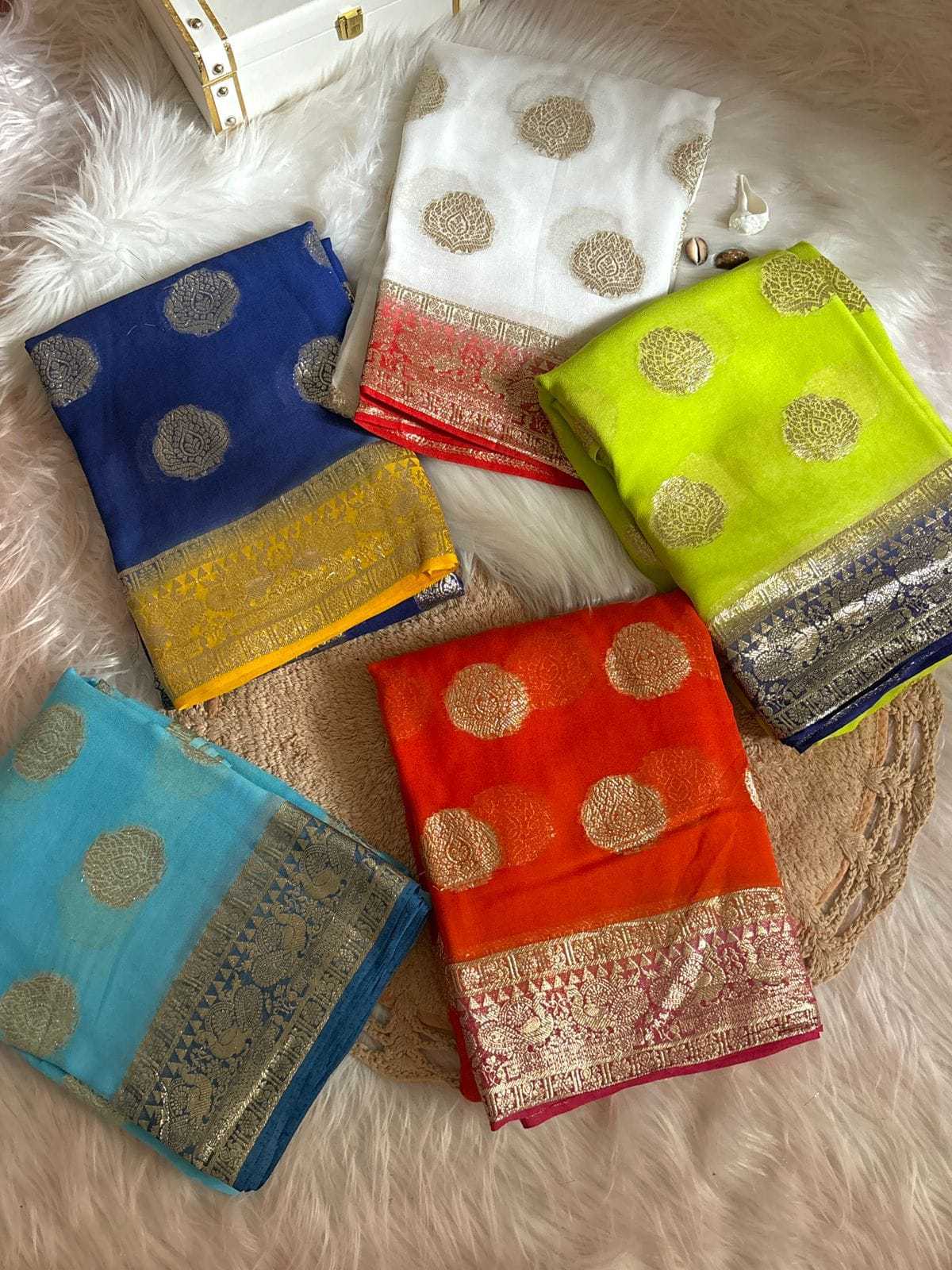 Ynf Viscose RIN178 ZUVERIYA Sarees Wholesale Georgette Sarees Zari Border Sarees Viscose Saree Manufacturer