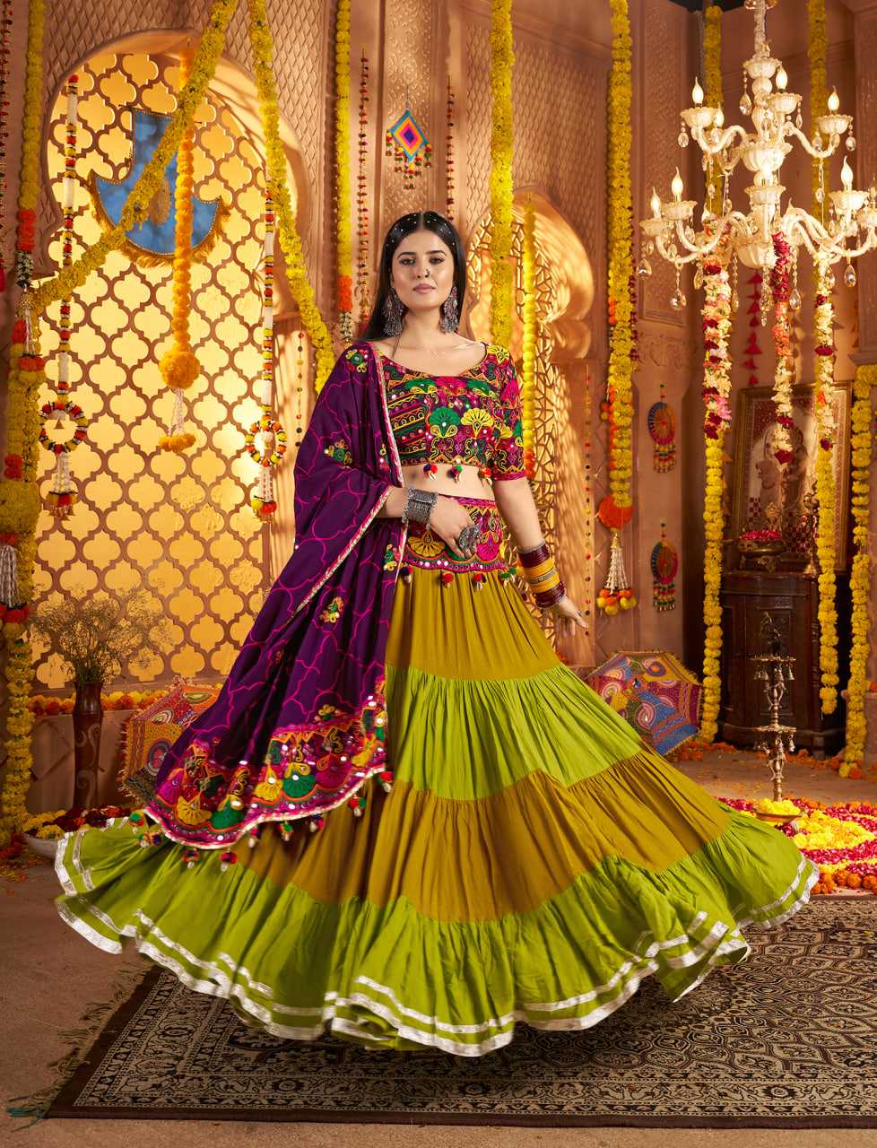 Ynf Viscose RIN202 11021 Lehengas Western Wears Festive Collections Wholesale Designer Lehenga Choli Mirror Work Lehenga Navratri Chaniya Choli Manufacturer