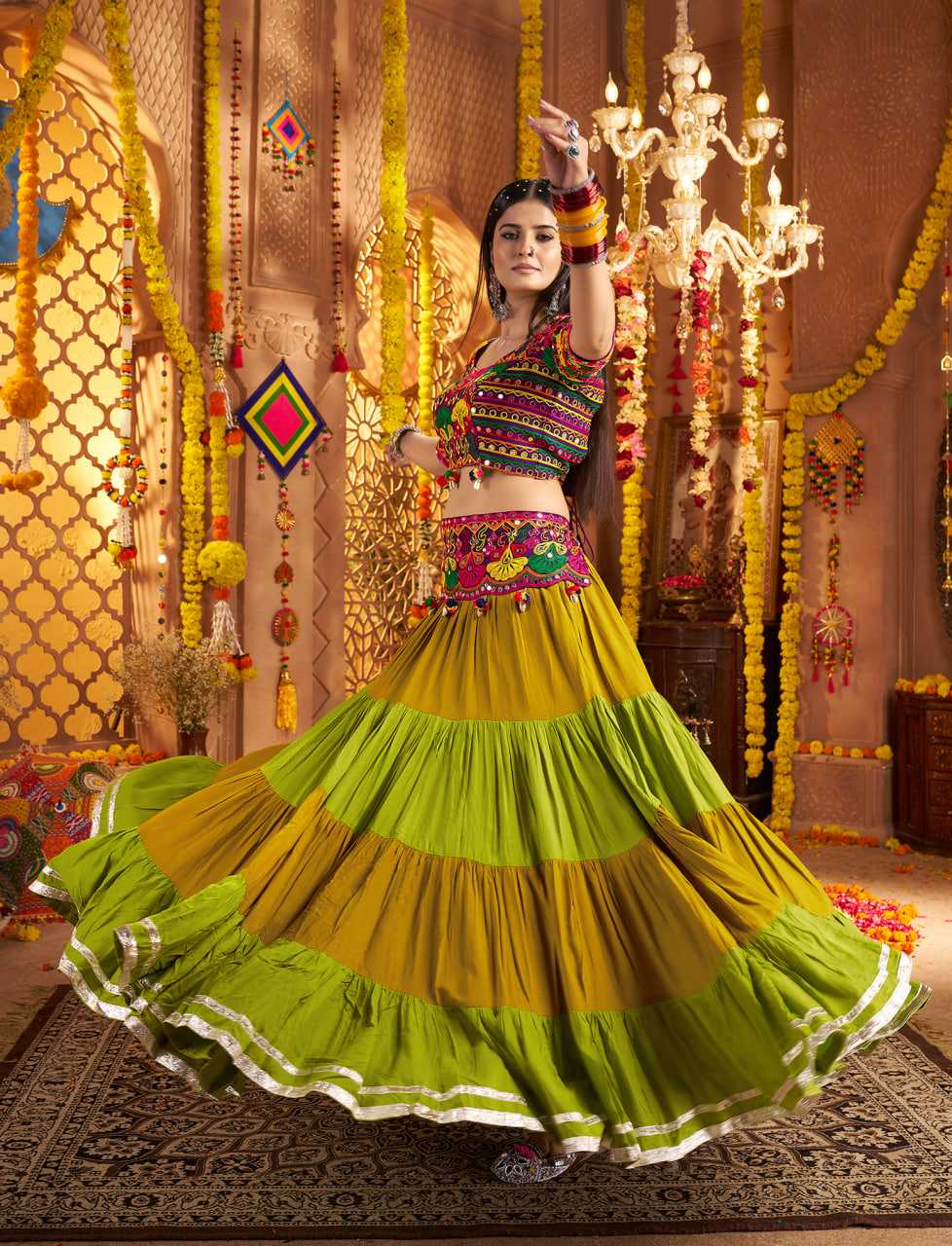 Ynf Viscose RIN202 11021 Lehengas Western Wears Festive Collections Wholesale Designer Lehenga Choli Mirror Work Lehenga Navratri Chaniya Choli Manufacturer