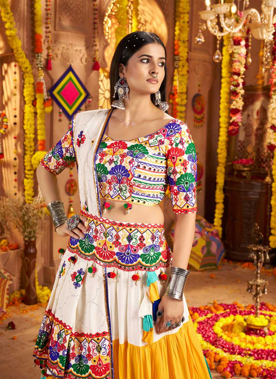 Ynf Viscose RIN202 11021 Lehengas Western Wears Festive Collections Wholesale Designer Lehenga Choli Mirror Work Lehenga Navratri Chaniya Choli Manufacturer