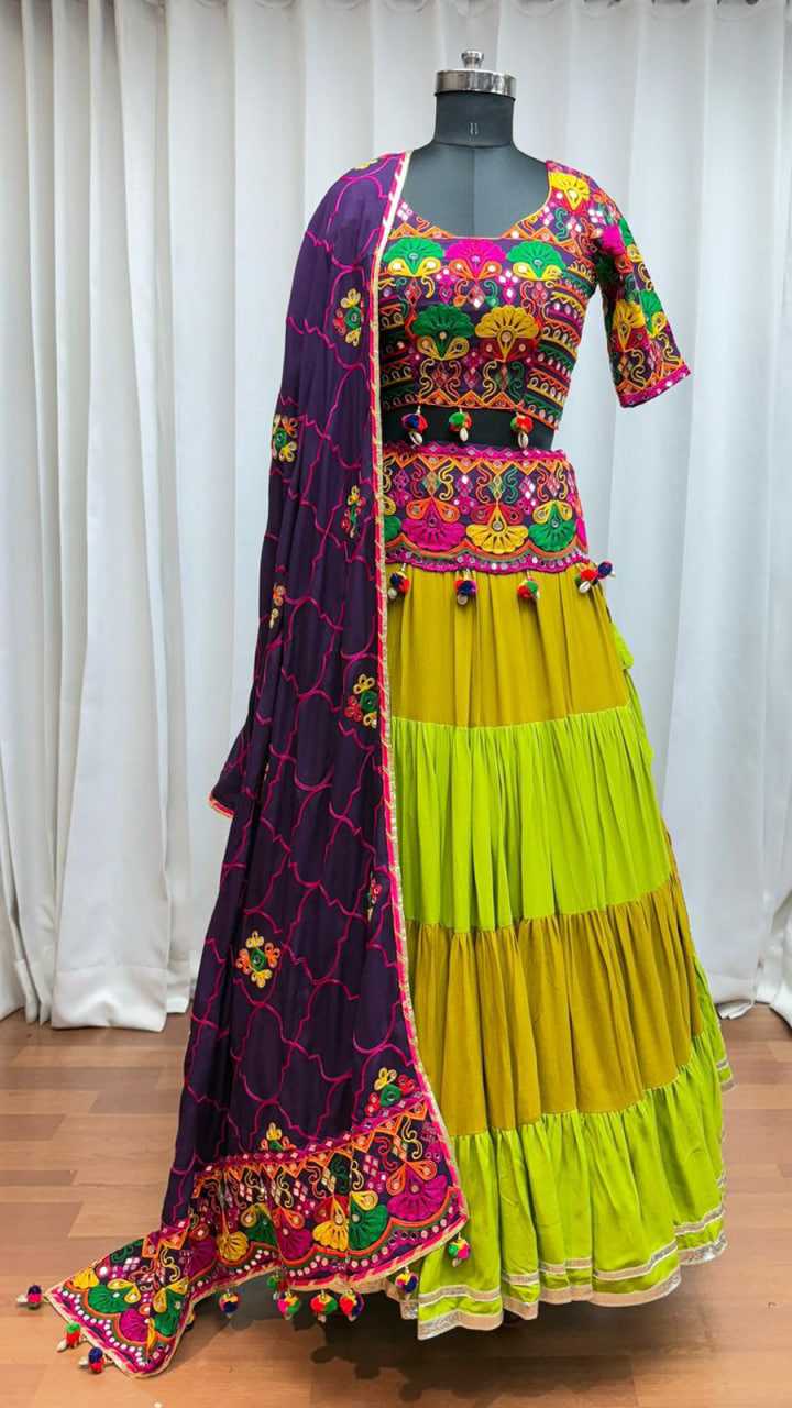 Ynf Viscose RIN202 11021 Lehengas Western Wears Festive Collections Wholesale Designer Lehenga Choli Mirror Work Lehenga Navratri Chaniya Choli Manufacturer