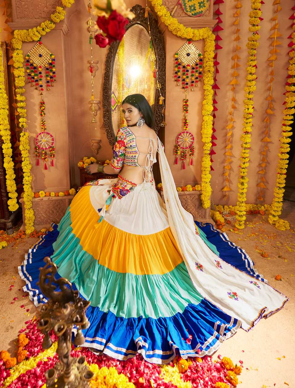 Ynf Viscose RIN202 11021 Lehengas Western Wears Festive Collections Wholesale Designer Lehenga Choli Mirror Work Lehenga Navratri Chaniya Choli Manufacturer