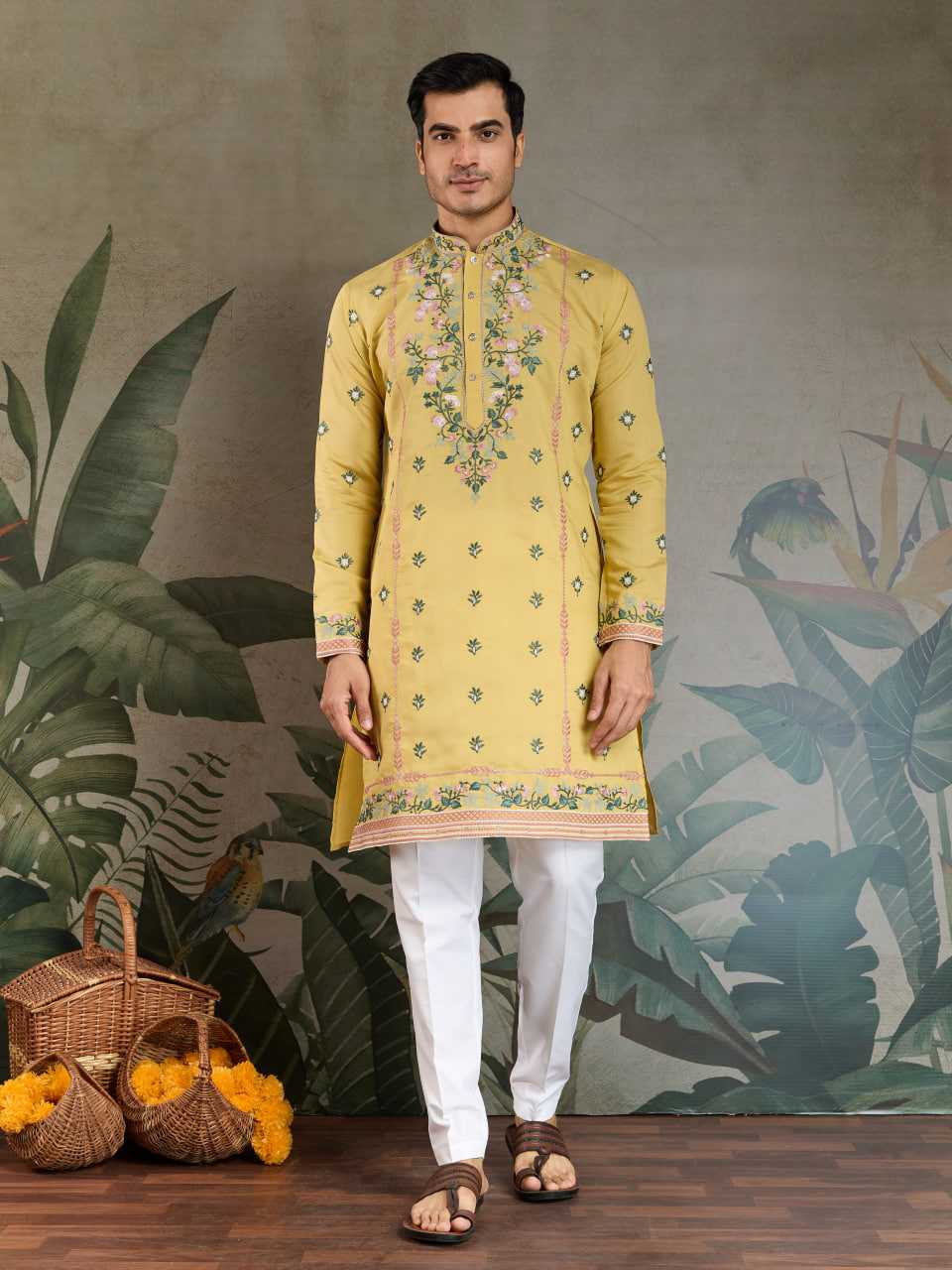 Ynf Viscose RIN202 61351 Mens Wear Wedding Collections Festive Collections Wholesale Casual Wear Embroidered Kurta Pajama Diwali Collections Manufacturer