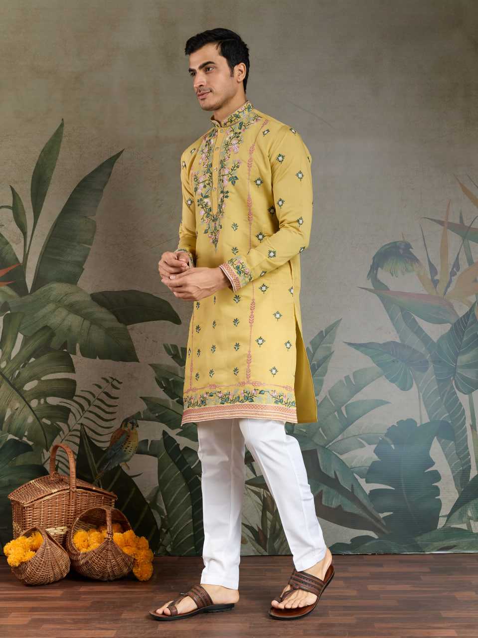Ynf Viscose RIN202 61351 Mens Wear Wedding Collections Festive Collections Wholesale Casual Wear Embroidered Kurta Pajama Diwali Collections Manufacturer