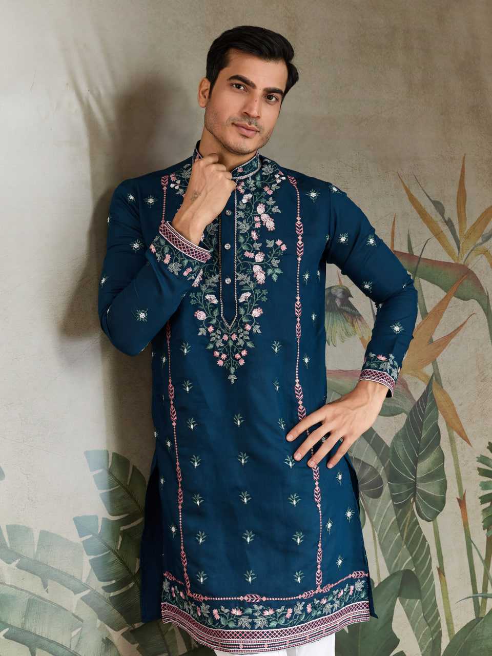 Ynf Viscose RIN202 61351 Mens Wear Wedding Collections Festive Collections Wholesale Casual Wear Embroidered Kurta Pajama Diwali Collections Manufacturer