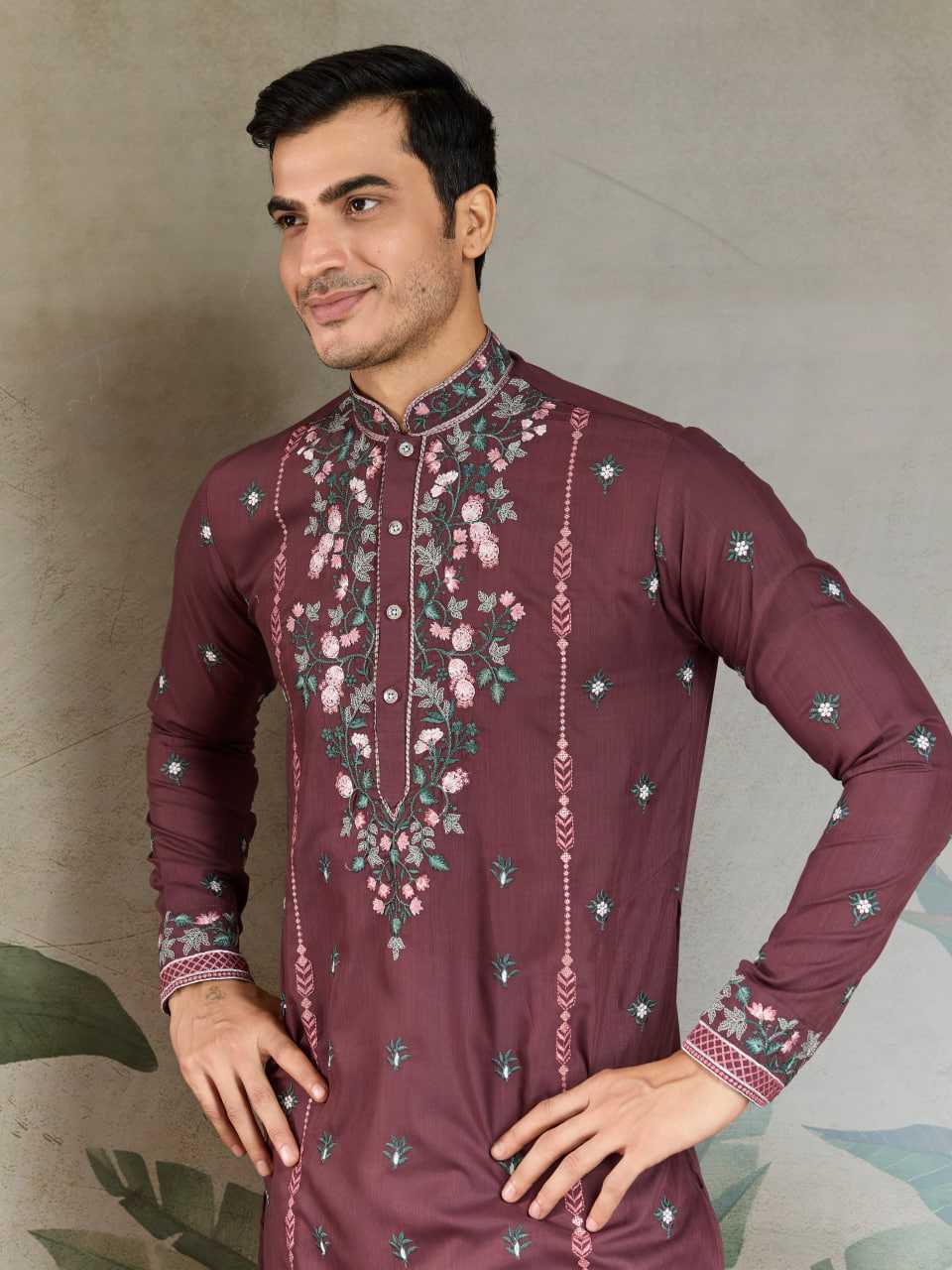 Ynf Viscose RIN202 61351 Mens Wear Wedding Collections Festive Collections Wholesale Casual Wear Embroidered Kurta Pajama Diwali Collections Manufacturer