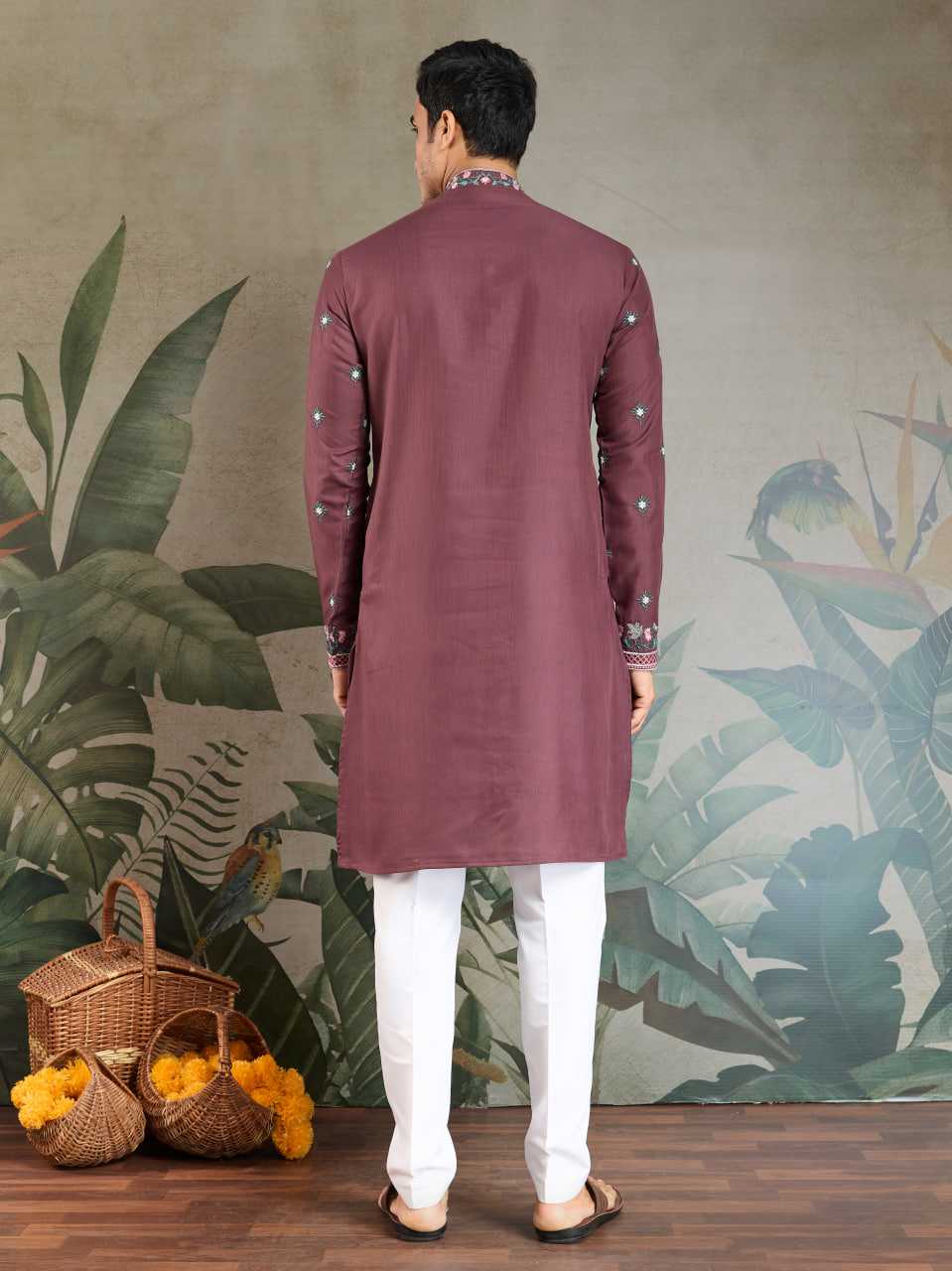Ynf Viscose RIN202 61351 Mens Wear Wedding Collections Festive Collections Wholesale Casual Wear Embroidered Kurta Pajama Diwali Collections Manufacturer