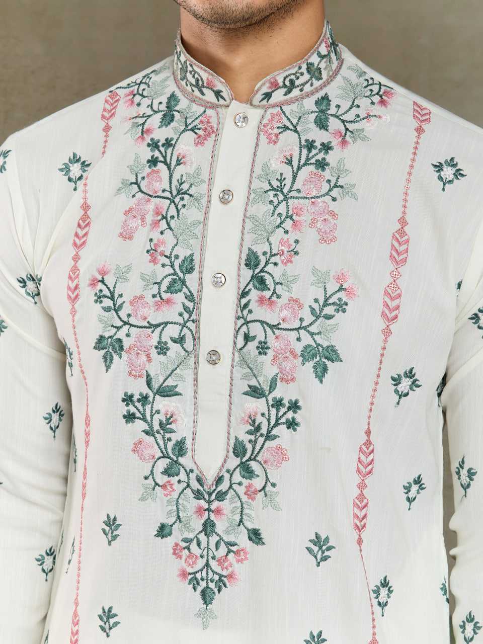Ynf Viscose RIN202 61351 Mens Wear Wedding Collections Festive Collections Wholesale Casual Wear Embroidered Kurta Pajama Diwali Collections Manufacturer