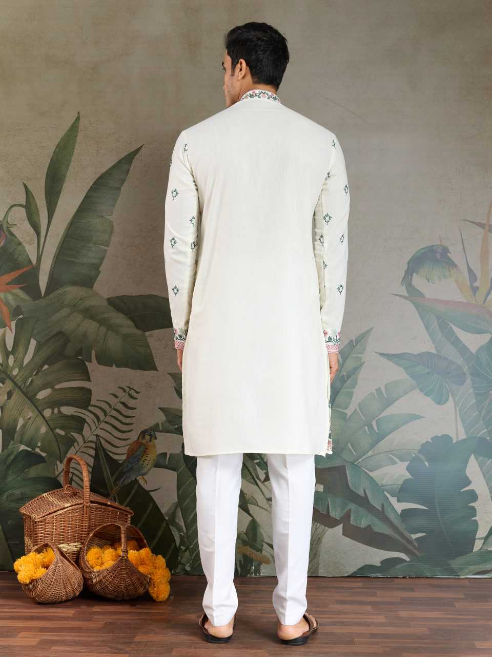 Ynf Viscose RIN202 61351 Mens Wear Wedding Collections Festive Collections Wholesale Casual Wear Embroidered Kurta Pajama Diwali Collections Manufacturer