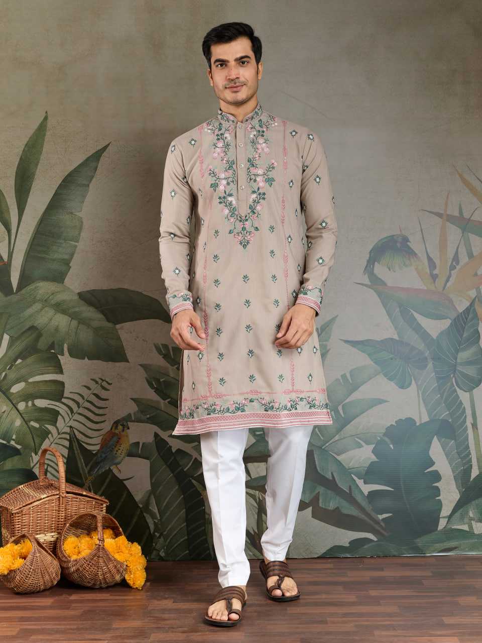 Ynf Viscose RIN202 61351 Mens Wear Wedding Collections Festive Collections Wholesale Casual Wear Embroidered Kurta Pajama Diwali Collections Manufacturer