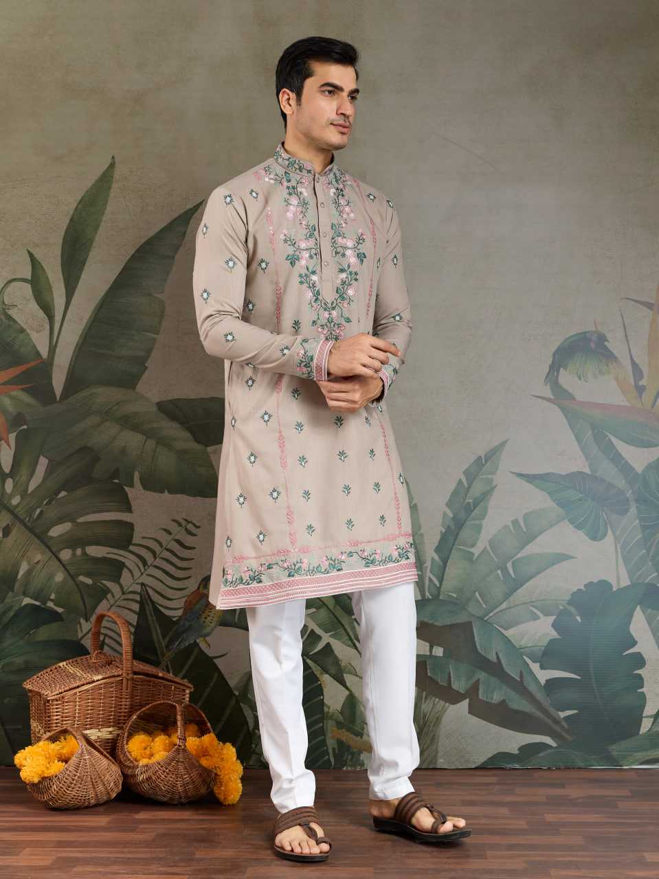 Ynf Viscose RIN202 61351 Mens Wear Wedding Collections Festive Collections Wholesale Casual Wear Embroidered Kurta Pajama Diwali Collections Manufacturer
