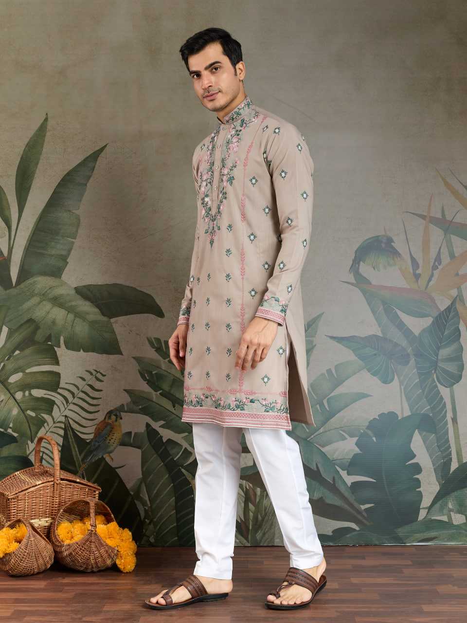Ynf Viscose RIN202 61351 Mens Wear Wedding Collections Festive Collections Wholesale Casual Wear Embroidered Kurta Pajama Diwali Collections Manufacturer
