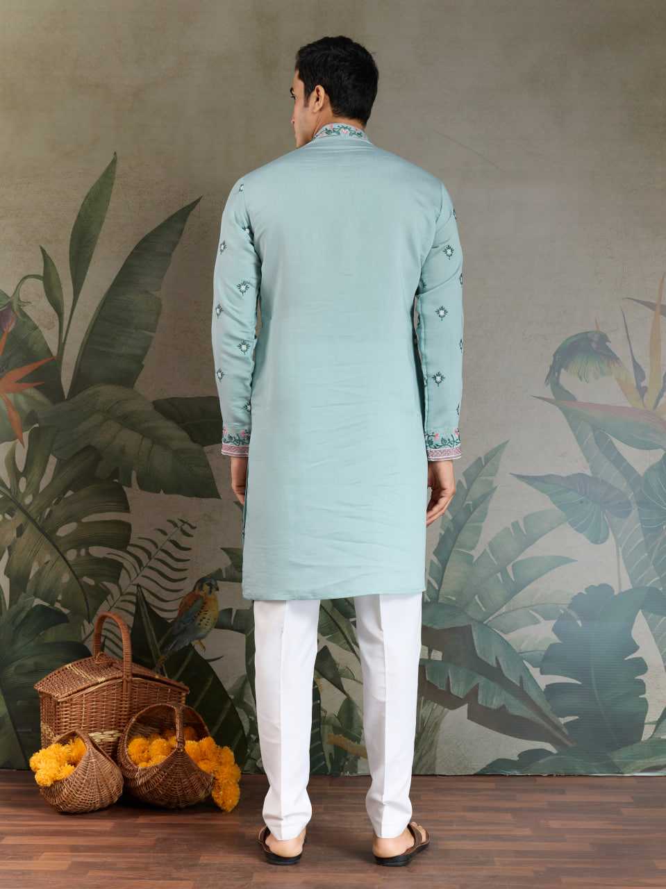 Ynf Viscose RIN202 61351 Mens Wear Wedding Collections Festive Collections Wholesale Casual Wear Embroidered Kurta Pajama Diwali Collections Manufacturer