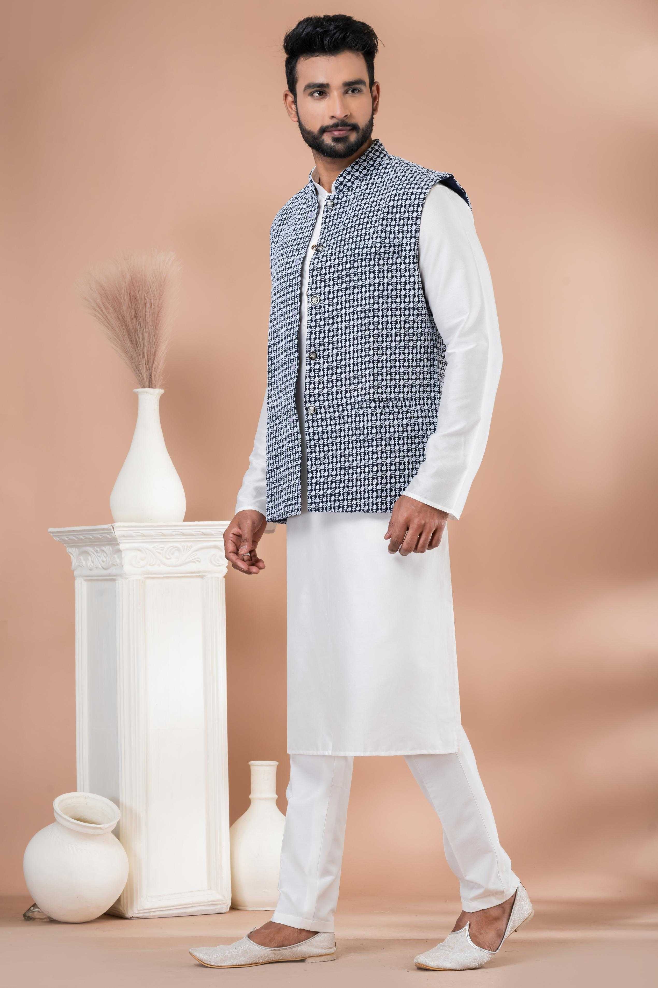 Ynf Viscose RIN223 2356C Mens Wear Festive Collections Wholesale Nehru Jacket Onam Collections Modi Jackets Manufacturer